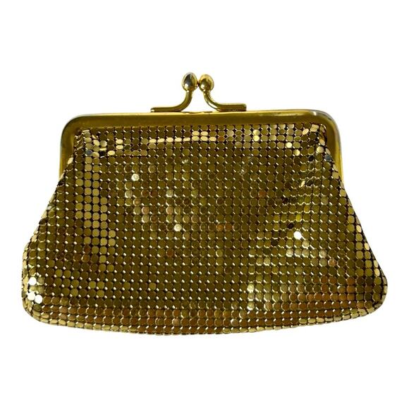 Whiting & Davis Vintage Kisslock Gold Mesh Coin Purse - Picture 1 of 16